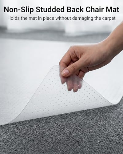 PVC Office Chair Mat for Carpet Floors, 90x120 cm Non-Slip Clear Floor Protectors, 2.2mm Thick Plastic Desk Chair Mat, Anti-Scratch Floor Protection Mat for Home Office Computer Desk Rolling Chair