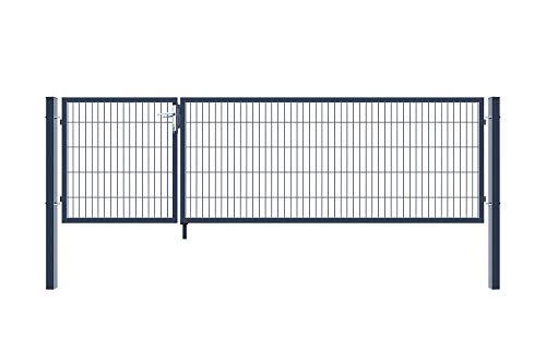 HOME DELUXE - Doppelflügel Gartentor ADITUS - Anthrazit, 80 x 350 cm - inkl. Griff, Schloss, Schlüsseln und… – Bild 4