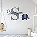 Personalized Name Elephant Animal Series - Baby Boy - Wall Decal Nursery for Home Bedroom Children (Wide 22