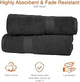 Amazon Basics Bath Towels 100% Cotton Fade Resistant Black Pack of 2 70 x 140 cm view 4