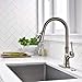 APPASO Pull Down Kitchen Faucet with Sprayer, Single Handle High Arc Single Hole Pull Out Kitchen Sink Faucets with Deck Plate, Stainless Steel Brushed Nickel