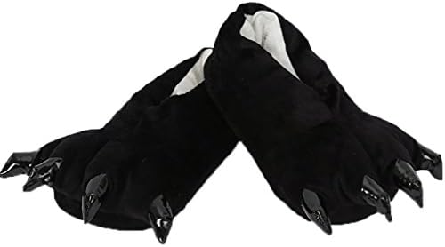 Gebaozhen Stuffed Animal Claw Slippers,Fun Costume Play &amp; Everyday Furry Animal Plush Paw for Kids &amp; Adults Wear-Black (M)