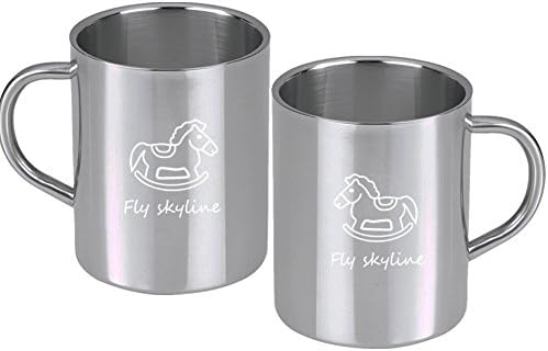 Kids Water Mugs Stainless Steel Double Wall Insulated Drinking Cups for Children Food Grade Safe Durable 9.5-Ounce(Set of 2)