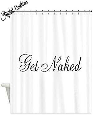 Get Naked Black Script Shower Curtain, Black White 72x72inch