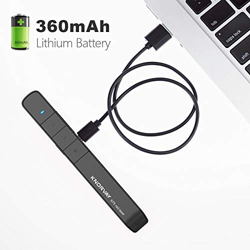 【 Rechargeable】 KNORVAY N75 Wireless Presenter Rechargeable with 300ft Long Control Range, Hyperlink USB Powerpoint Remote Presentation Clicker Laser Pointer Rechargeable 2.4GHz (B-Black) - Thumbnail 2