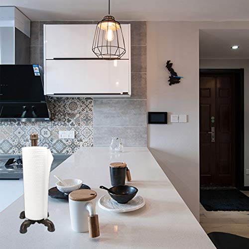 Rustic Industrial Standing Pipe Paper Towel Holder, Kitchen Tissue Holder Countertop for Kitchen & Bathroom, Simply Tear Roll Contemporary Paper Towel Holder Napkin Towel hold (Bronze)