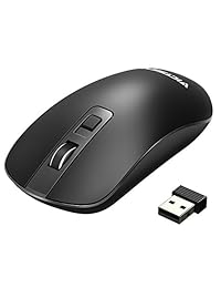 VicTsing - Ratón inalámbrico silencioso con 4 botones, Negro