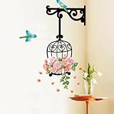 Cukudy® Home Room Removable PVC Rose Flowers Cage Wall Sticker Decals