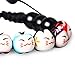 Merope J Handmade Womens 9 Lucky Cat Charm Ceramic Beads and Pine Stone Bracelets Adjustable (Black)