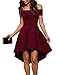 Sidefeel Women Off Shoulder Sleeve High Low Skater Dress Medium Wine Red