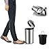 malmo Round Step Trash Cans with Lids, Brushed Finished Stainless Steel Waste Bins (3L)