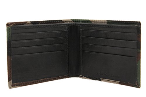 Canvas Army Military Camouflage Leather Bi-fold Wallet in Gift Box