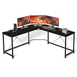 L Shaped Desk Home Office Desk Large Desk Panel. Coleshome Computer Desk Sturdy Computer Table Writing Desk Workstation, Black