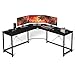 L Shaped Desk Home Office Desk Large Desk Panel. Coleshome Computer Desk Sturdy Computer Table Writing Desk Workstation, Black