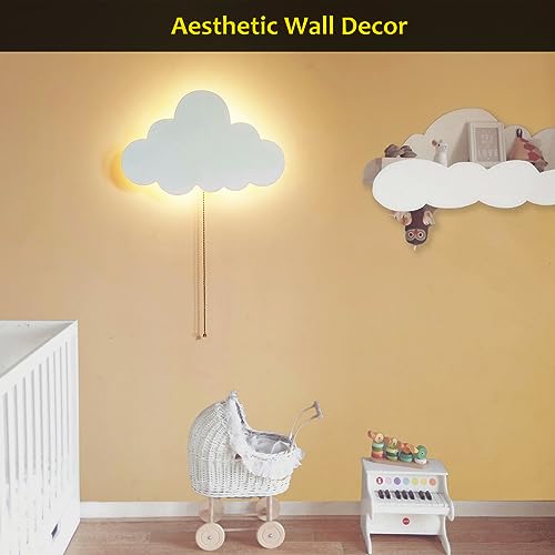 Azorteja Cloud-Lights-for-Bedroom, Kawaii Kids Cloud-Night-Light for Baby-Nursery, White Hanging Cloud-Lamp for Room-Decor, Cute Battery-Operated Floating Cloud-Lamps for Wall-Decor, Warm_White
