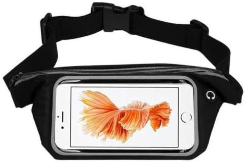 AMPLE Waist Belt - Waterproof Waist Pack Fitness Sport Touchscreen Waistband {Bum Bag Phone Holder} with Earphone Hole for Huawei P30 / Huawei P30 Pro/Huawei P30 Lite (BLACK)