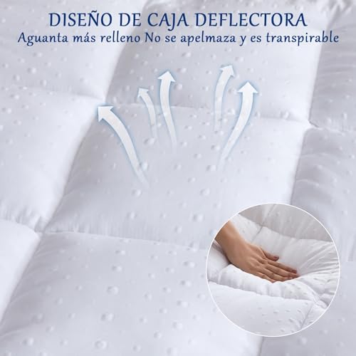 Bedecor Microfibre Mattress Topper 150 x 200, Very Soft and Comfortable Mattress Cover with Non-Slip Design, 3D Massage Bubbles Luxurious Topper 150 x 190/200