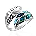 Chuvora Women’s 925 Sterling Silver Genuine Abalone Shell Wrap Leaf Ring, Adjustable Sizes 6-9