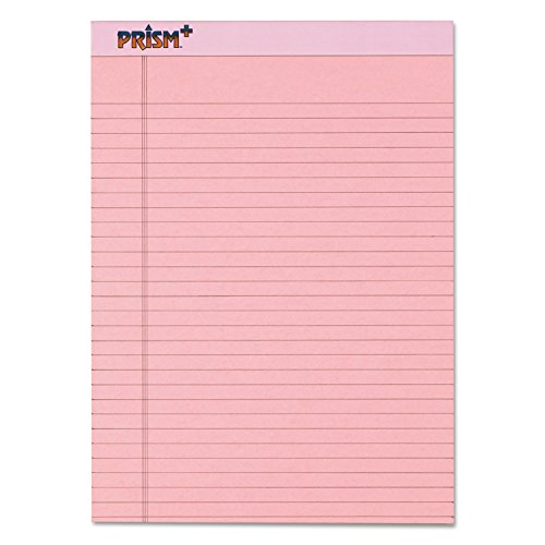 Tops Prism Writing Pads, 8-1/2" x 11-3/4", Legal Rule, Pink, Perforated, 50 She…
