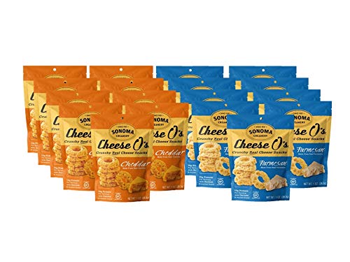 Sonoma Creamery Cheese O's, 2 Flavor Variety Pack, Cheddar & Parmesan, High Protein / Low Carb / Gluten Free / Keto Friendly / Simple Ingredients, 1 oz Bags (Pack of 18) - Thumbnail 2
