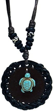 Turtle Leather Necklace - Turquoise Handmade Hawaiian Beach for Boy Men (Brown)
