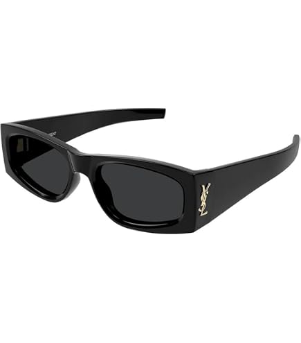 Amazon.com: Saint Laurent SL 757-001 Black Rectangular Sunglasses