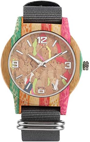 Fashion Wood Watch for Women, Luminous Hands Wooden Watch Analog Quartz for Ladies, Colorful Wooden Watches Nylon Band for Girls - JLySHOP