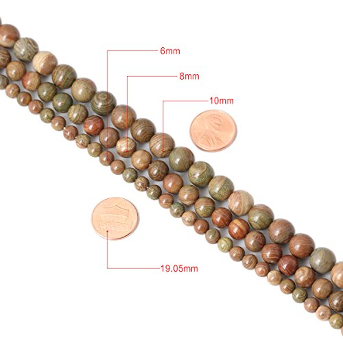 Qiwan 60PCS 6mm Natural Colorful Texture Jade Gemstone Round Loose Beads for Jewelry Making Handmade Materials 1 Strand 15"