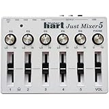 JUST MIXER 5 with Bluetooth Input &amp; USB Audio Output - Compact USB Powered Stereo Desktop/DJ Mixer with 5 In (3.5mm / Bluetooth on CH1) and 3 Out (3.5mm / RCA / USB)