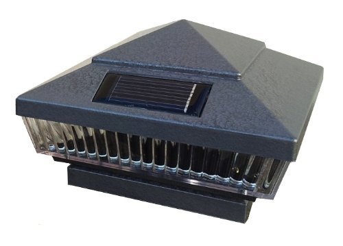 2-Pack Solar Hammered Grey Finish Post Deck Fence Cap Lights for 6