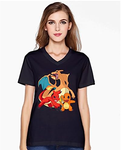 Women's Charmander Evolution Cool V-neck T-shirt Short Sleeve