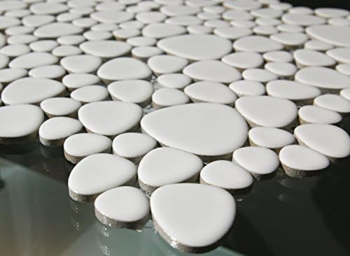 Tiles mosaic Ceramic Tiles Pebble Pebble Mosaic White High Gloss, River Rocks - Effect by Mosaikfliesen