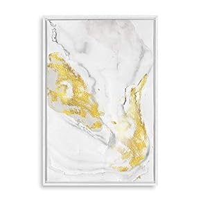 Framed Canvas Home Artwork Decoration Golden Abstract Art Canvas Wall Art for Living Room, Bedroom - 16x24 inches
