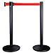 Yescom 2pcs Black Steel Retractable Crowd Control Stanchion w/Red Belt Queue Line Post Barrier