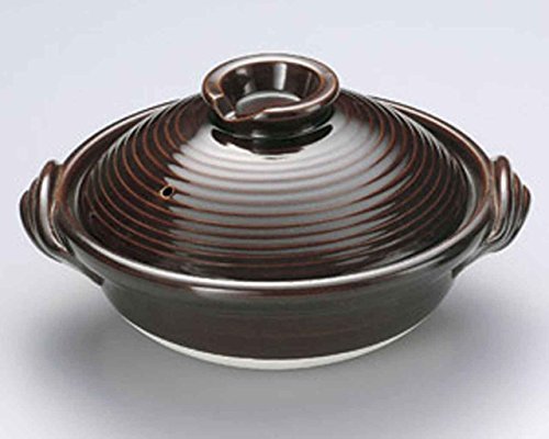 Click Here to See More Images Candy-Glaze for 3-4 persons 10.2inch Donabe Japanese Hot pot Brown Ceramic Made in Japan