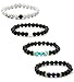 REVOLIA 8MM 4Pcs Distance Beaded Bracelets for Men Women Couple Bracelets Natural Stone Elastic