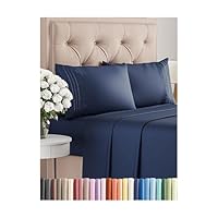 King Size 4 Piece Sheet Set - Comfy Breathable & Cooling Bed Sheets Set - Hotel Luxury Bedding for Women, Men, Kids, Teens, Boys & Girls - Deep Pockets, Ultra-Soft, Wrinkle Free - Oeko-Tex - Navy Blue