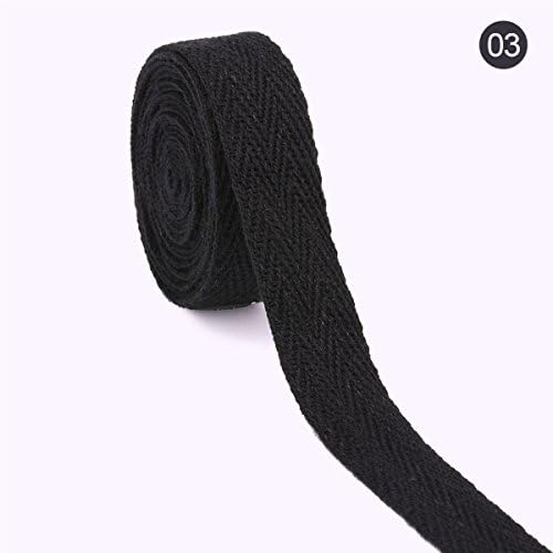 VVFi 50Yards Cotton Twill Tape for Sewing and Do it Yourself Projcts in Variety of Colors and Size (Black, 3/5")