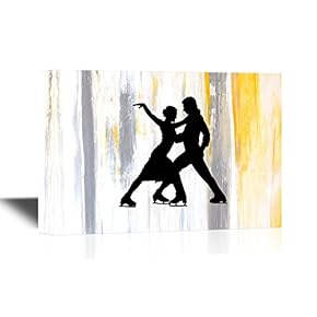 Canvas Wall Art - Silhouette of Skating Mates - Gallery Wrap Modern Home Art | Ready to Hang - 12x18 inches