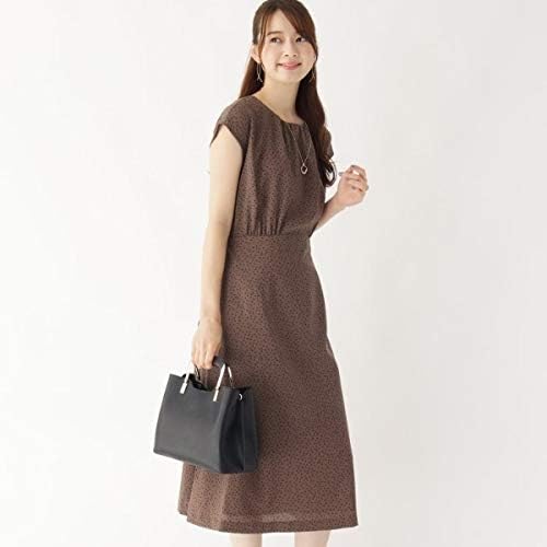 Amazon Co Jp インデックス ミドルワンピース Web限定サイズ リネンライクフレンチスリーブドットワンピース C レディース ダークブラウン 143 40 L 服 ファッション小物