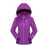 Diamond Candy Sportswear Women's Hooded Front-zipper Softshell Raincoat Waterpro