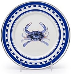 Golden Rabbit Enamelware, 4pc Sandwich Plate Set, Blue Crab, 8½ inch Sandwich Plate