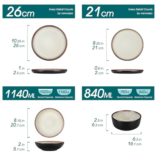 vancasso Amber Earthenware Crockery Set for 6 People, Y