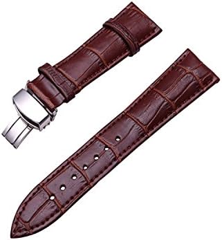Brown Deployment Watch Straps for Replacement 18mm with Argentina Genuine Calf Leather Spring Bars