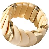 Caiyao Chunky Acrylic Cuff Bangle Bracelet Scales Stretch Bangle Colorful Irregular Geometric Resin Acetate Wide Wristband Bracelet Statement Jewelry for Women