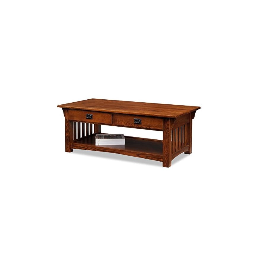 Leick Furniture Mission 2Drawer Coffee Table, Medium Oak LAVORIST