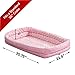 MidWest Homes for Pets Intermediate QuietTime Double Bolster Pet Bed, Pink Plush 36-Inch Crate Mat with Stacked Bolsters, Machine Wash, Secure Fit with Elastic Straps