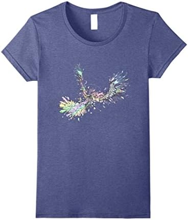 Womens GEOMETRIC PHOENIX HOLOGRAPHIC T SHIRT Large Heather Blue