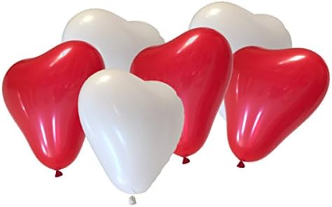 50-count 12" heart Balloons (red-white)