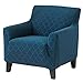 Great Bay Home Plush Geometric Jacquard Fabric Slipcover. Form Fit, Stretch Furniture Cover/Protector, Stays in Place. Soroya Collection (Chair, Teal)